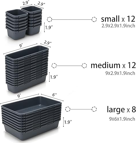 Miniatura 7 de KeFanta Paquete de 32 organizadores de cajones de escritorio, bandeja organizadora de cajones poco profundos, separadores, contenedores de Paquete