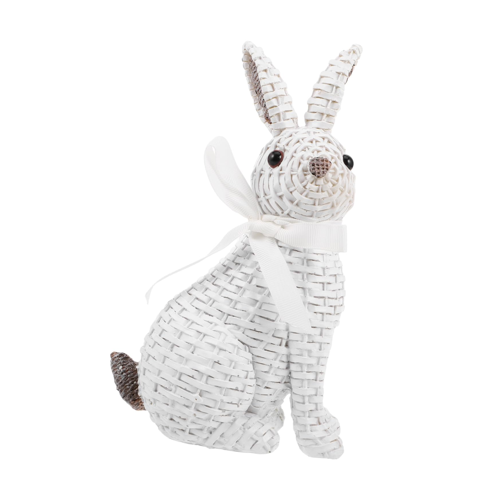 BESTOYARD Figura de Conejo de Pascua en Resina Color Claro con Lazo, Decoración Versátil para Jardín y Hogar en Estilo Europeo, Adecuado para Ambientar Espacios Infantiles