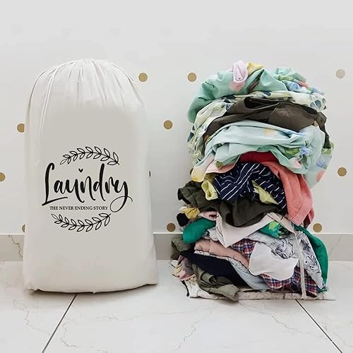 Miniatura 2 de Mayatra's Bolsa de lavandería de algodón para ropa, organizador de viaje, bolsa ecológica de algodón 100% puro con cordón, tamaño grande, bolsa de