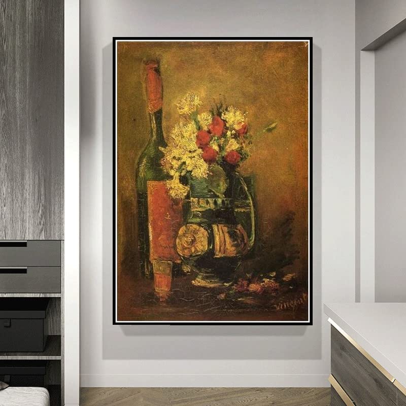 絵画　花瓶　油絵 Amazon | DIY 数字油絵 カーネーションとボトルの花瓶