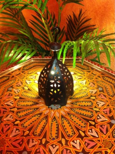 Orientalische Laterne aus Metall Schwarz Sliman 22cm groß | Marokkanische Gartenlaterne für draußen, Innen als… – Bild 5