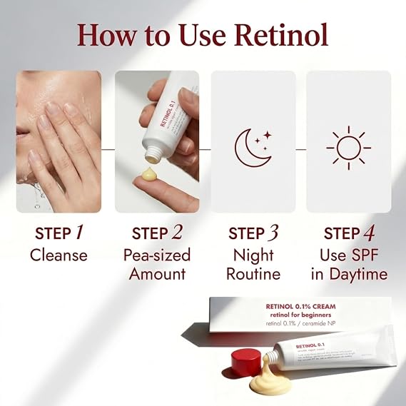 Retinol Cream for Face - 0.1% Beginners Strength Night Moisturiser, 30ML