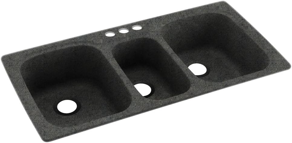 Swanstone KS04422TB.071-3 3-Hole Solid Surface Kitchen Sink, 44" x 22", Indian Grass