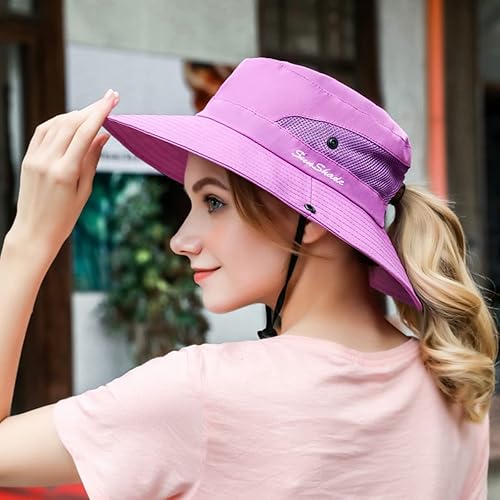 Miniatura 7 de Sombrero plegable de la tribu al aire libre,Sombrero de pesca de playa de ala ancha plegable de malla ancha,Sombrero de cola de caballo de las