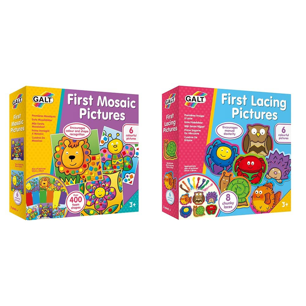 Galt Toys, First Mosaic Pictures, Childrens Creative Activity Sets, Ages 3 Years Plus & Toys, First Lacing Pictures, Threading Toy, Ages 3 Years Plus