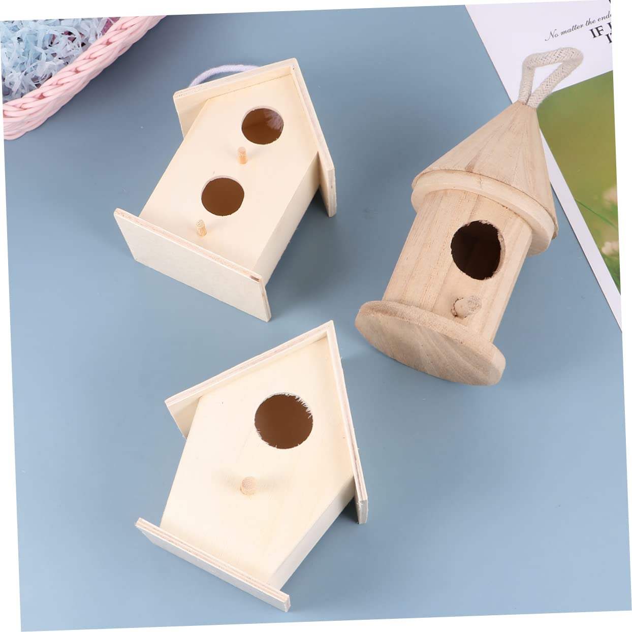 Nido di Uccelli in Legno 5 Pezzi, Casetta Creativa per Canarino e Pappagallo, da Dipingere, Decorazione Casa e Giardino