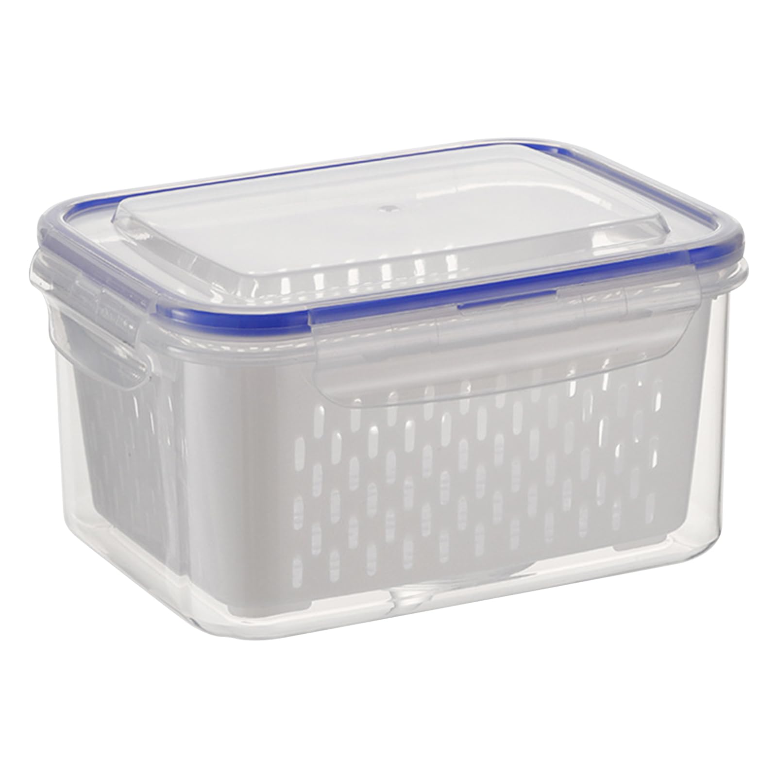 Fruit Storage Containers for Fridge Leakproof Food Storage Containers with Removable Colander Plastic Fresh Produce Saver Keep Fruits Vegetables Berry Meat Fresh Longer (Blue 3300ml)