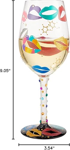 Miniatura 6 de Enesco Designs by Lolita - Vaso de vino artesanal pintado a mano, hecho para besar, 15 onzas, multicolor