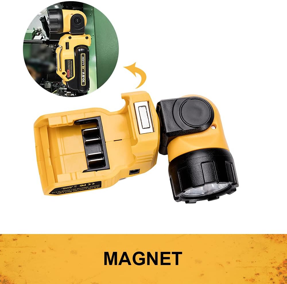 Hipoke 12V MAX LED Work Light for Dewalt 10.8V~12V Lithium-ion Battery, 240LM Handheld Flashlight Replacement for DCL510 DCL044, Battery Adapter Tool with USB/DC Port…