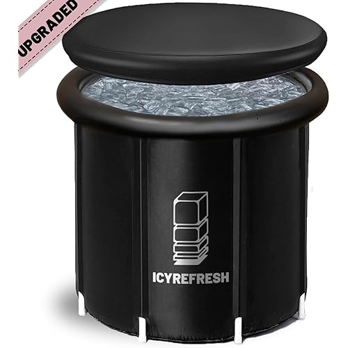Extra Large Ice Bath Tub for Athletes with Lid:105 Gallons(400L) Cold Plunge Tub for Cold Therapy,5 Layers Portable Ice Bath Barrel Plunge Pool by ICYREFRESH,31.5'' x 31.5''