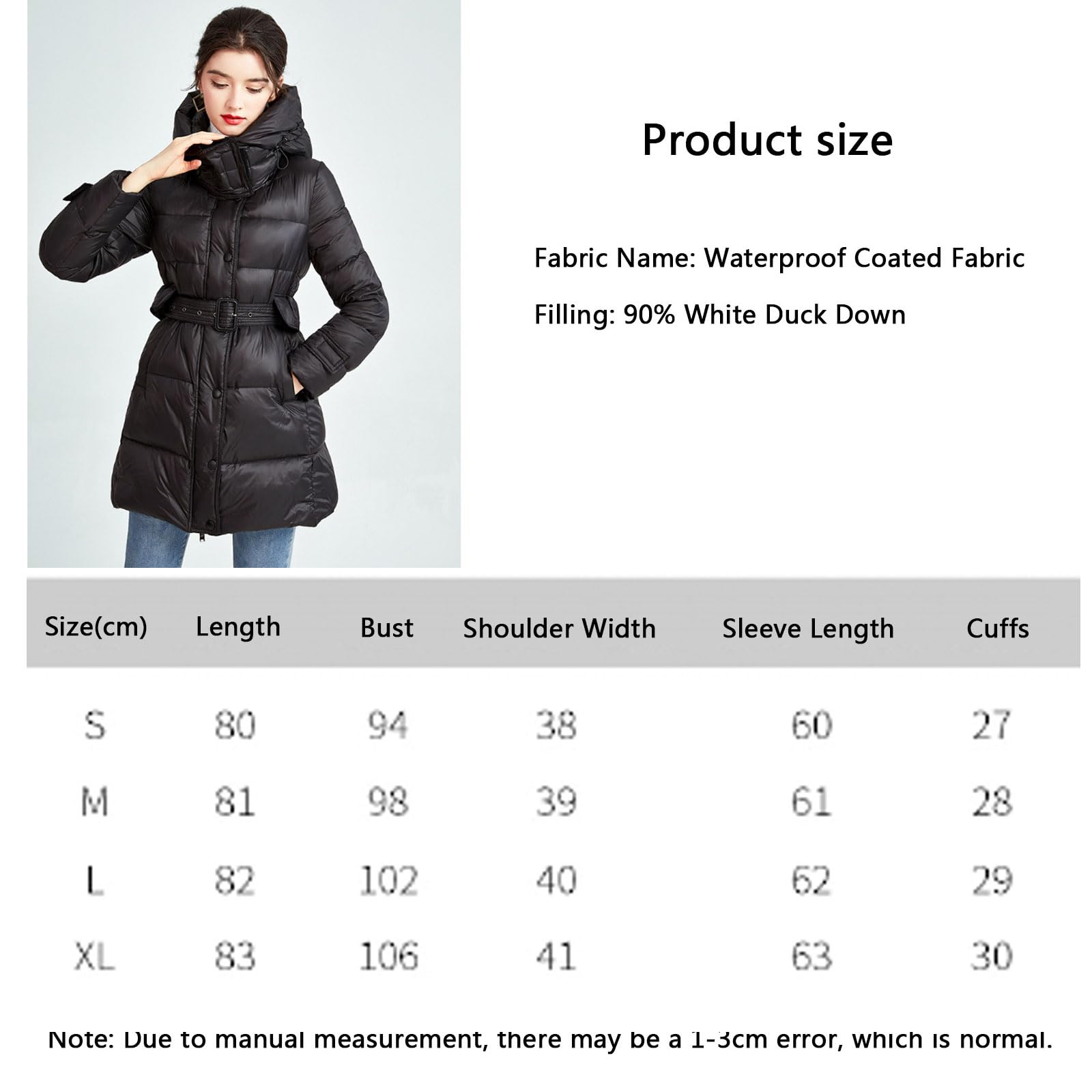 Chaqueta Plumas Down Jacket Mujer Chaqueta Acolchada con Capucha Abrigo Cálido Invierno Abrigo Largo Acolchado Ligero