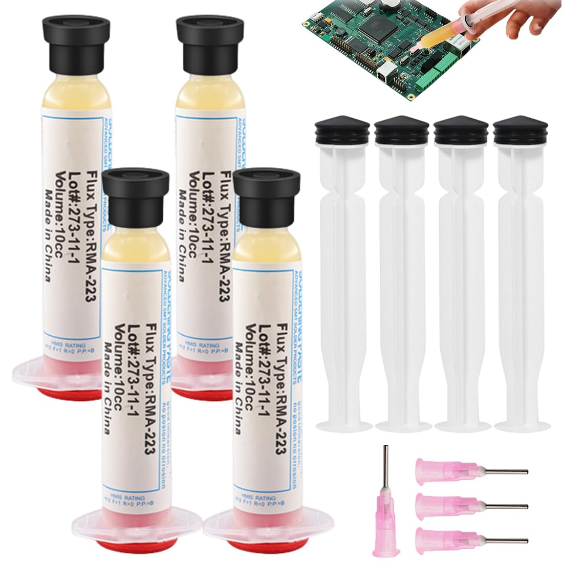 Flux para soldar electrónica - Soldering flux en pasta, 4 unidades para estaño y SMD profesional