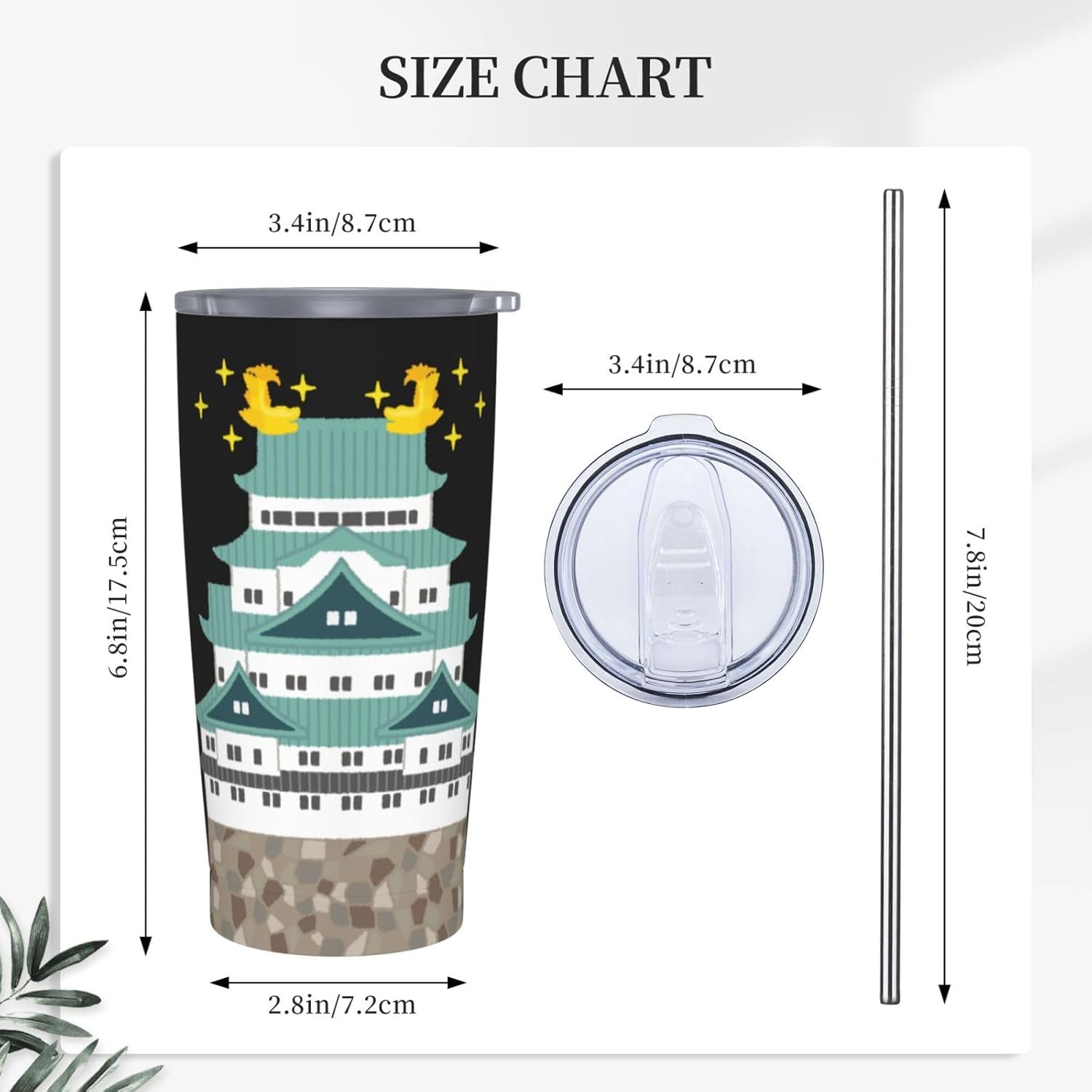 名古屋城 天守閣 日本 マグカップ コーヒーカップ コンビニカップ 保冷 保温 タンブラー ステンレス製 真空断熱マグ 蓋付き 持ち運び 直接ドリップ 車用 アニメ キャラクター グッズ かわいい プレゼント 600ml Straw Two-Piece Set