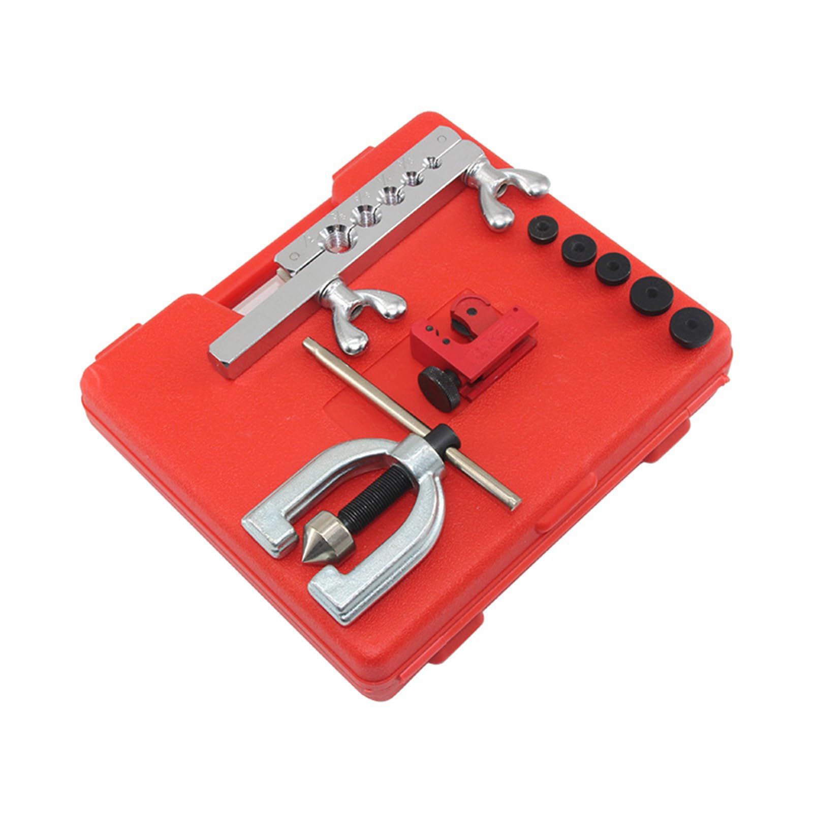 Precise Brake Line Flaring Tool Set With Cutter And 5 Adapters For Various Tubing Size Brass Tubing Repair Tool