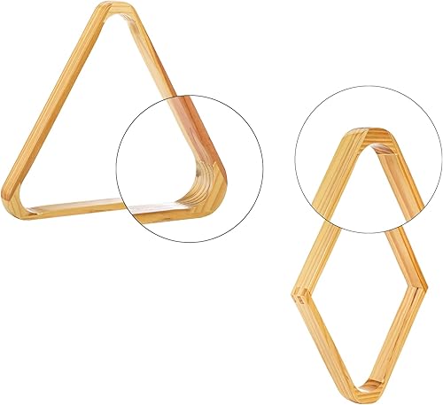 Miniatura 3 de TOPZEA Paquete de 2 estantes de madera para bolas de billar, juego de estantes triangulares de madera maciza de 8 bolas de diamantes de 9 bolas,