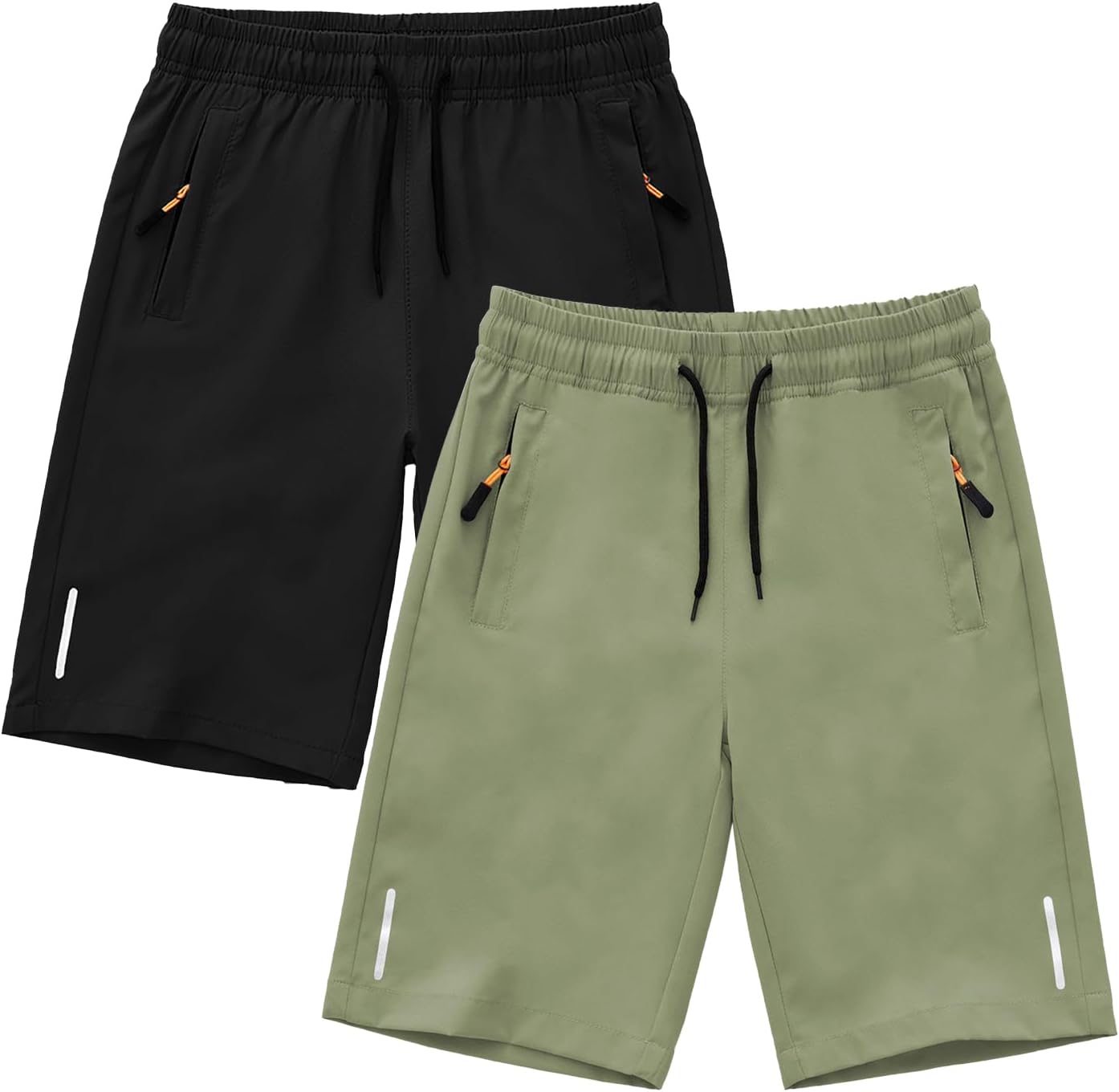 SHOOYING Boys Quick Dry Athletic Zipper Shorts Sets