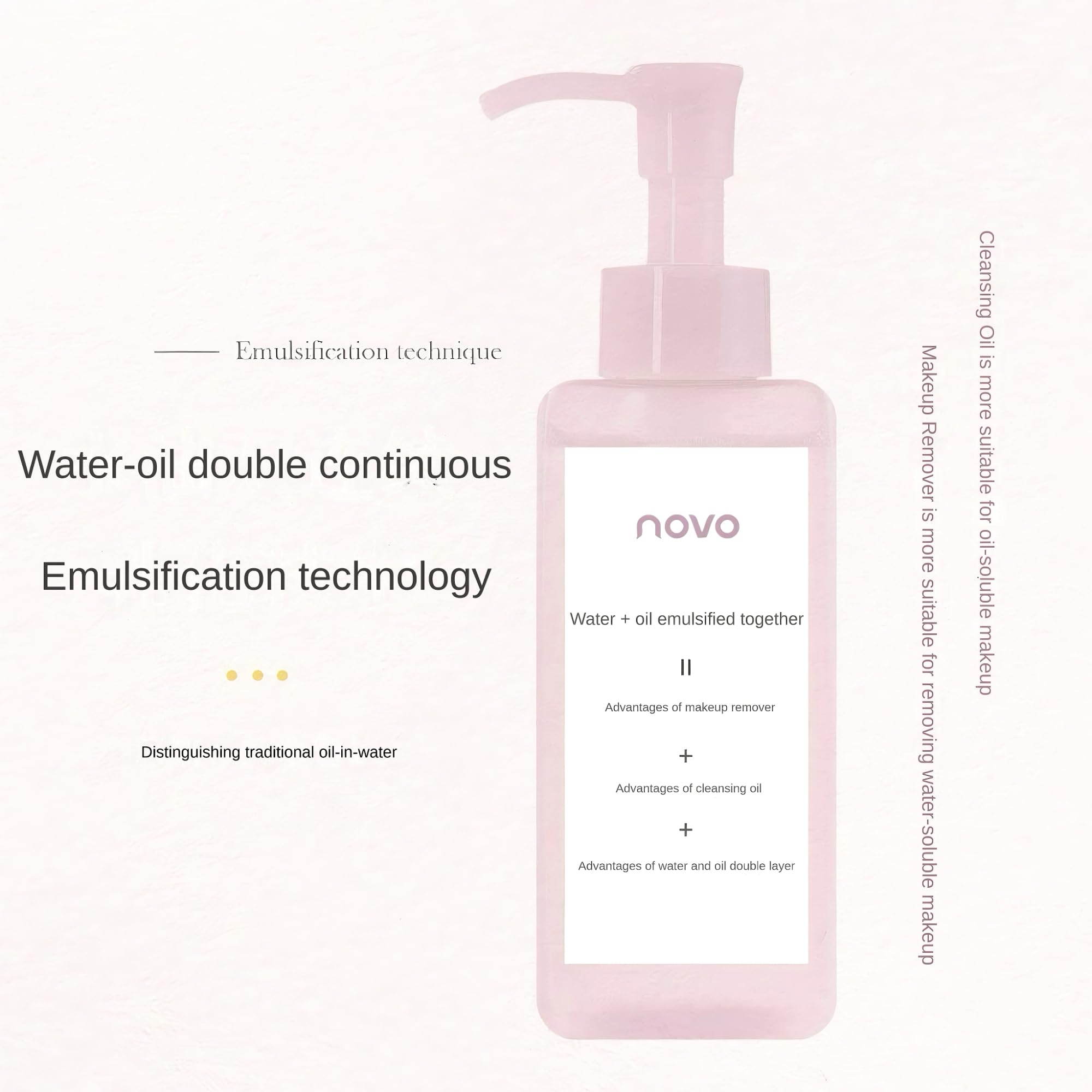 Novo Soothing Makeup Remover Oil – Hydrating, Non-Irritating, Deep Cleansing for Face, Eyes & Lips, Olive Oil, Vitamins E/A/D, Chamomile & Aloe, Dual-Phase Emulsification, For All Skin Types.
