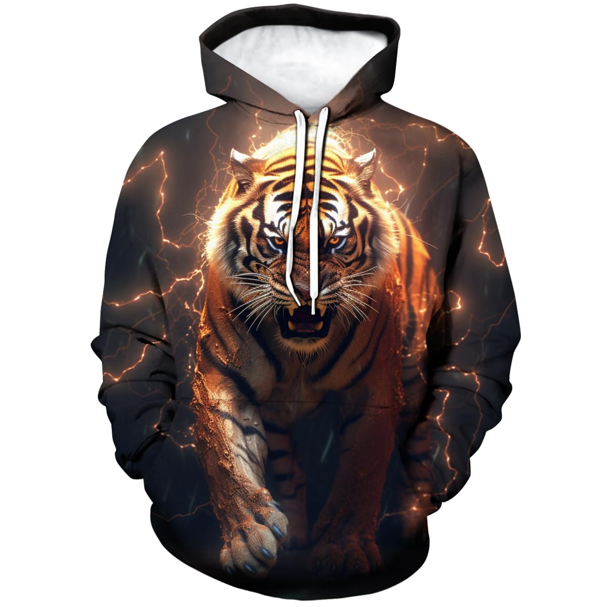 Lurhonp Felpa con cappuccio da uomo con stampa tigre