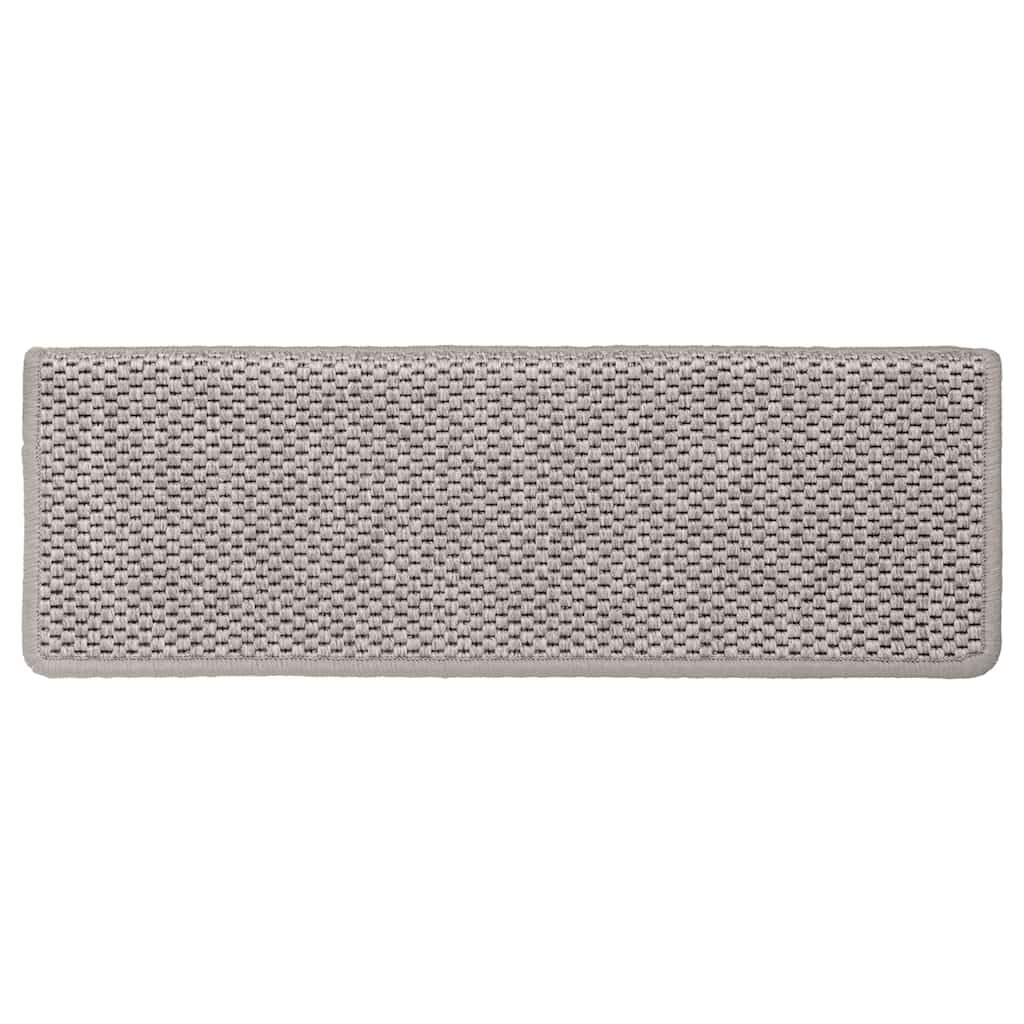 Samoprzylepne maty na schody 15 szt. wygląd sizalu 65 x 21 x 4 cm srebrne