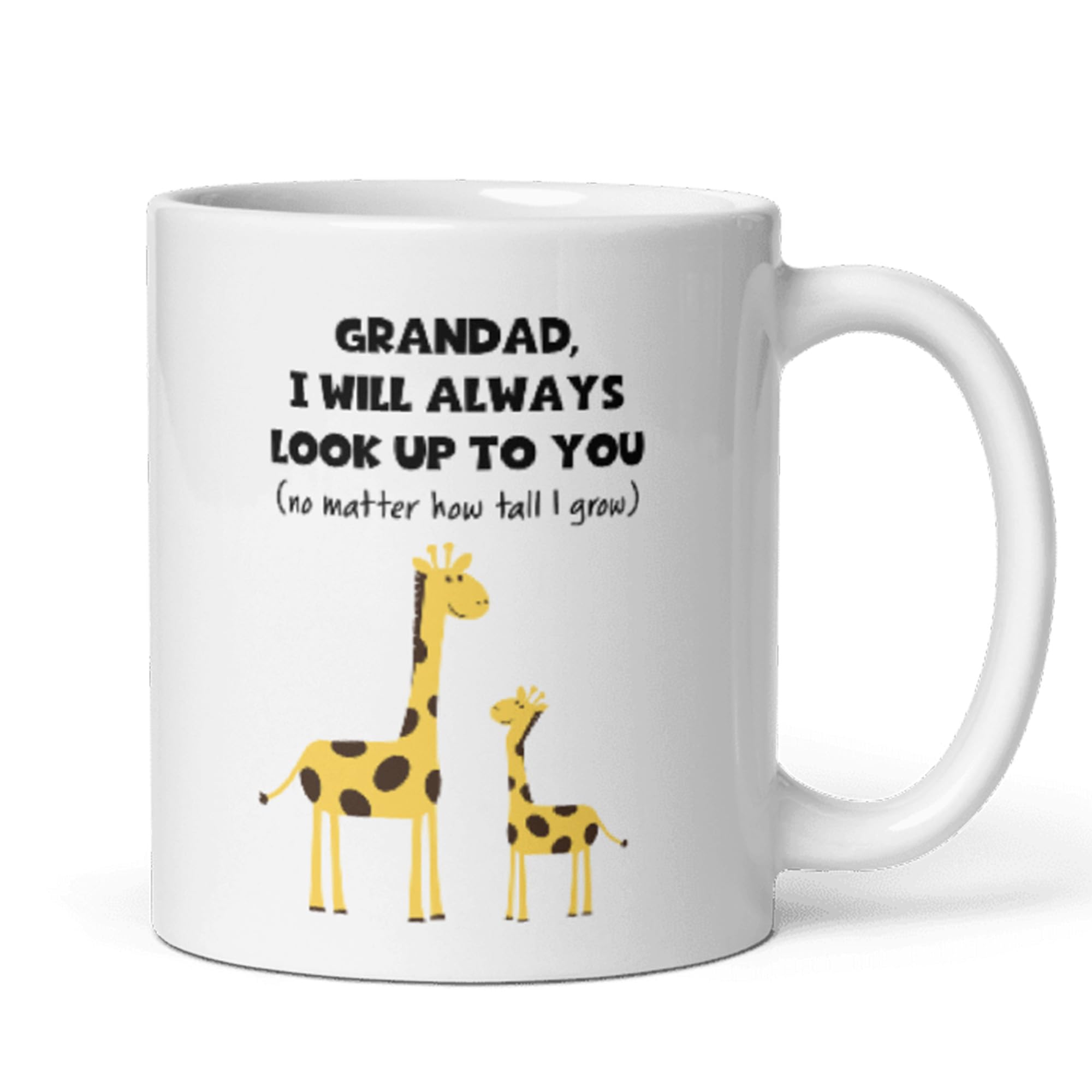 Confidently Quirky - Grandad Look Up To You Giraffe White Mug, Grandad Birthday, Father's Day Mug, First Father's Day Mug, To Grandad From Kids, From Grandchildren