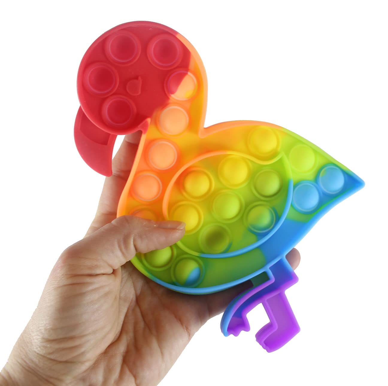 1 Flamingo Rainbow Colorful - Push Poke Bubble Wrap Fidget Toy - Press Bubbles to Pop - Bubble Popper Sensory Stress Toy OT