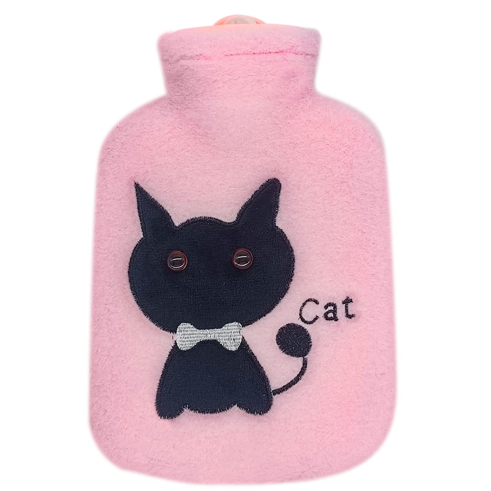 Hot Water Bottle, 1 Litre Hot Water Bottle with Cover, Rubber Hot Water Bottle for Pain Relief for Neck, Shoulder, Back, Waist, Cuddly Hot Water Bag Belt for Children, Adults, Elderly, Women, Rose