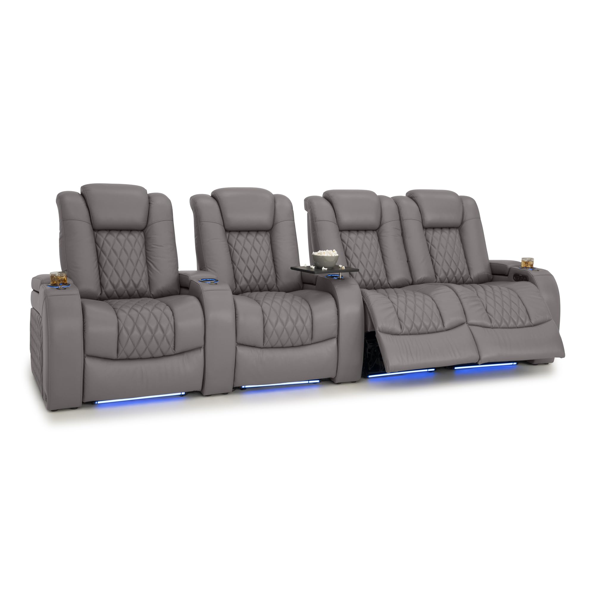 Seatcraft Diamante Home Theater Seating Gray Row of 4 Right Loveseat