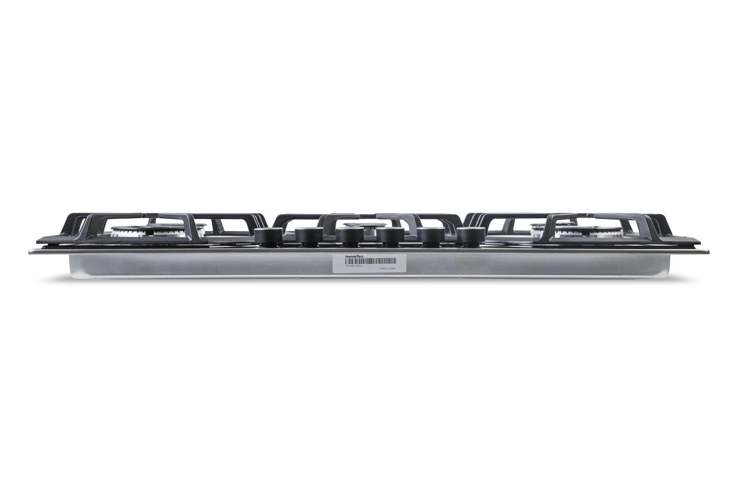 PremierTech Piano Cottura a Gas 6 fuochi, 90 cm, Acciaio Inox, Incasso 83 x 49cm, Doppio Bruciatore Wok, Supporti in Ghisa professionali, predisposto Metano e Kit Ugelli GPL inclusi, PC906