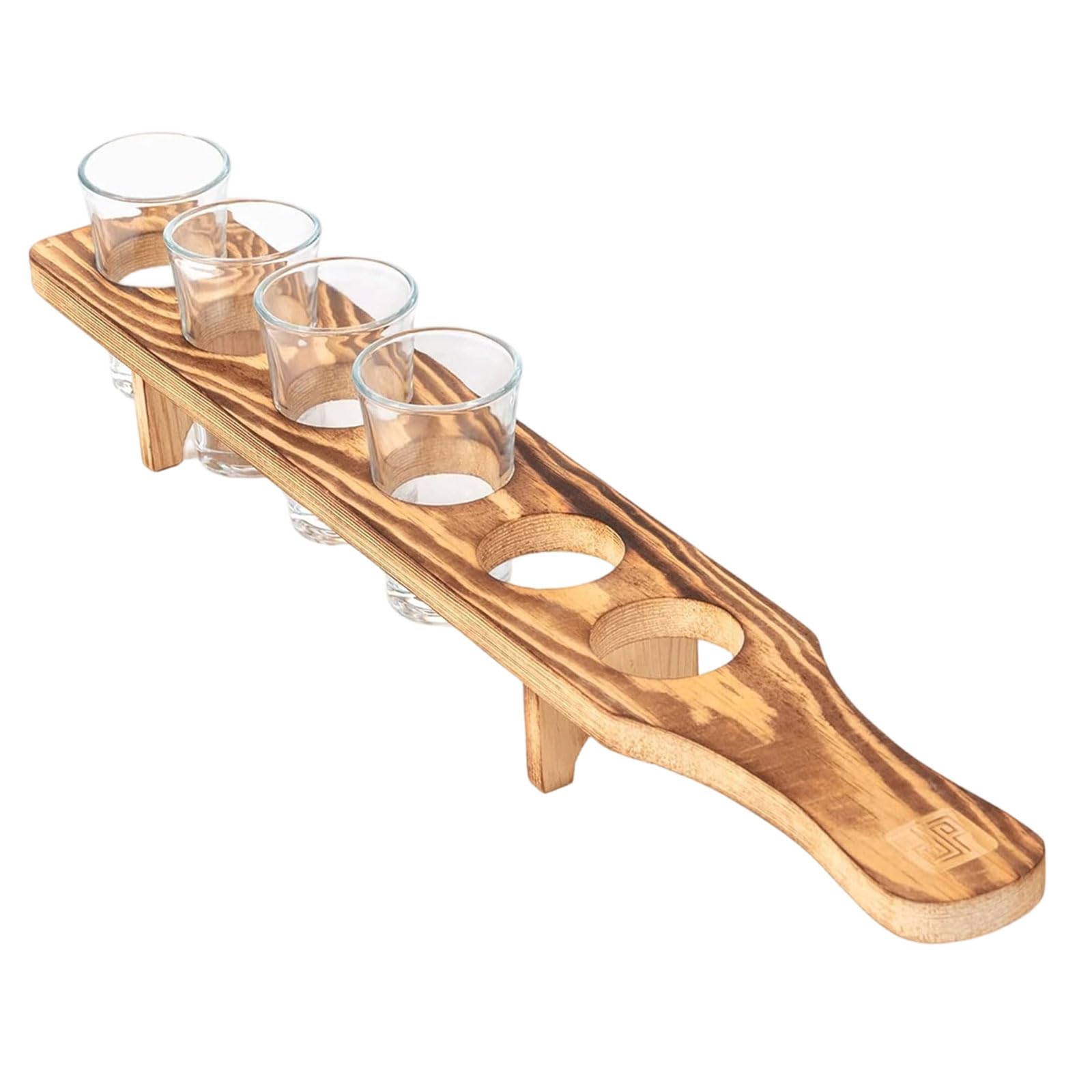 PANGBOER Wooden Tequila Shot Glass Display Tray with 6 Holes for Serving Tequila Tray