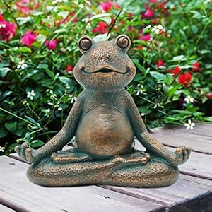 Goodeco Meditation Frog Garden Ornaments Outdoor Statue Décor – Zen Garden Frog Miniature Figurine Gifts for Women/Man…