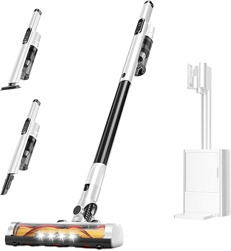 Aspiradora inalámbrica autolimpiante y vacía con base de polvo de 2.5 L, potente aspiradora de mano de succión, sistema de vacío automático,