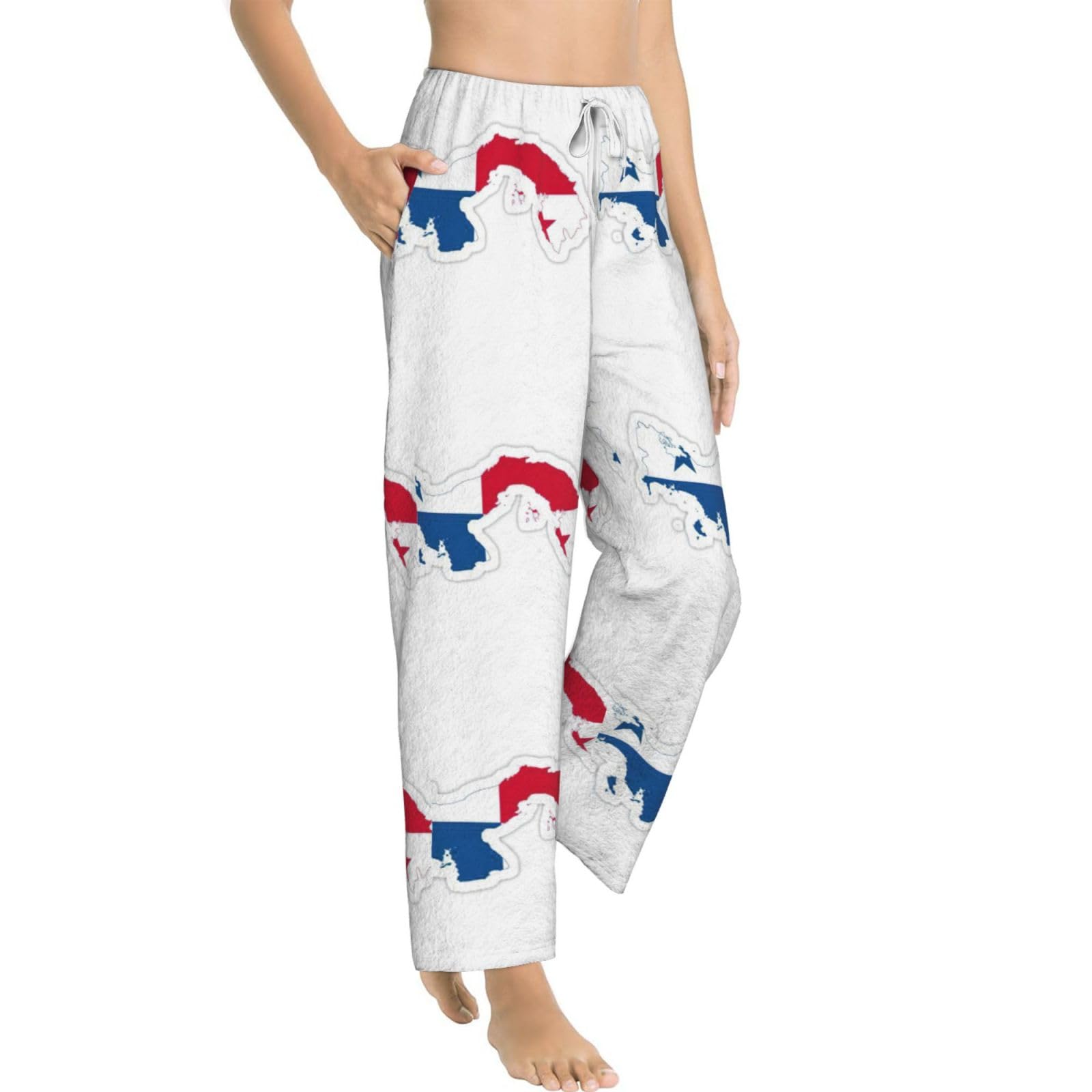 Damen-Schlafanzughose mit Panama-Flagge, Flanell, warm, bequem, für Urlaub, Weihnachten