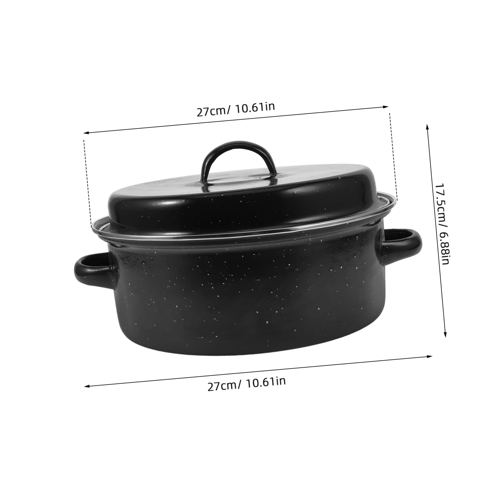 CIYODO Roaster Pot with Enamel Coating Kitchen Roasted Pan for Sweet Potatoes More Durable Construction Safe Smooth Edges for Outdoor Bbq Home Cooking