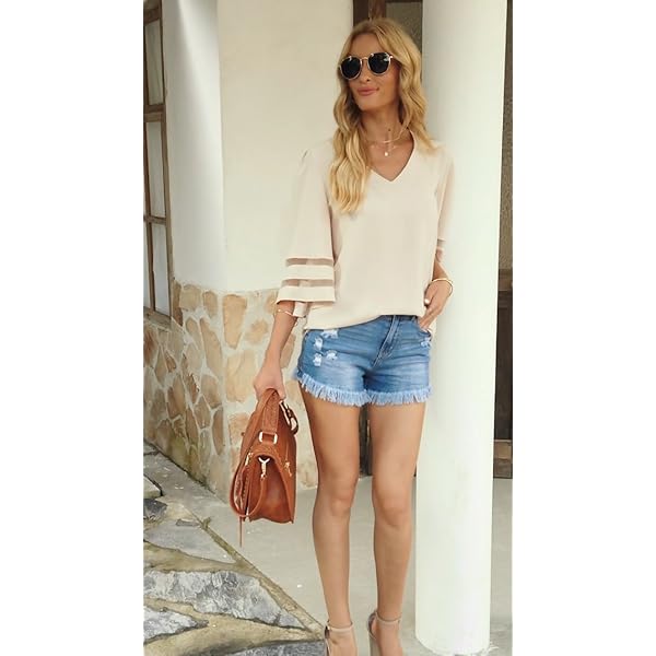 LookbookStore Women Tops for Summer 2023 Ladies Tops and Blouses Bell Sleeve Tops for Women Black Tops for Work Business 3/4 Sleeve Tops Womens Tops Dressy Casual Going Out Tops Size Large Size 12 14