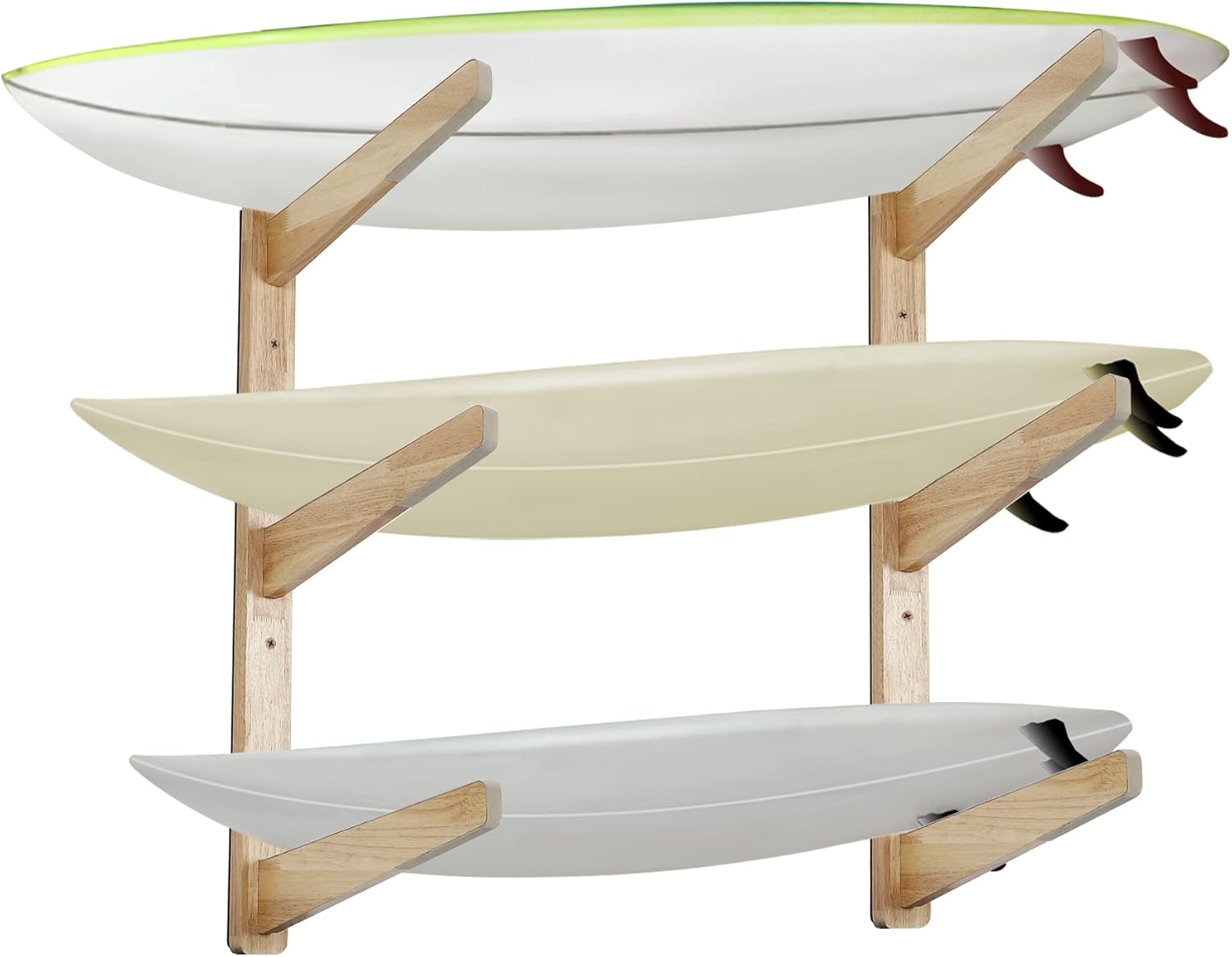 Neorexon Wooden Surfboard Racks Wall Mount, 3 Arms Solid
