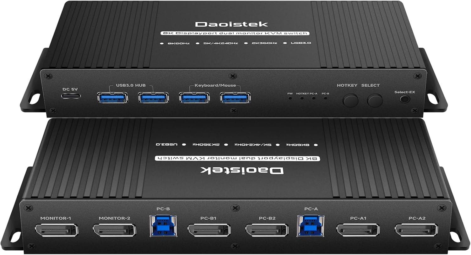 Displayport kvm Switch 2 Monitors 2 Computers 1440p 240Hz