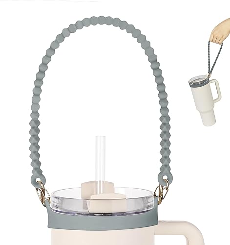 Miniatura 7 de VIKIZUES Mango para botella de agua, soporte para botella de agua de silicona suave, eslinga, cordón, portador con correa, se adapta a la mayoría de