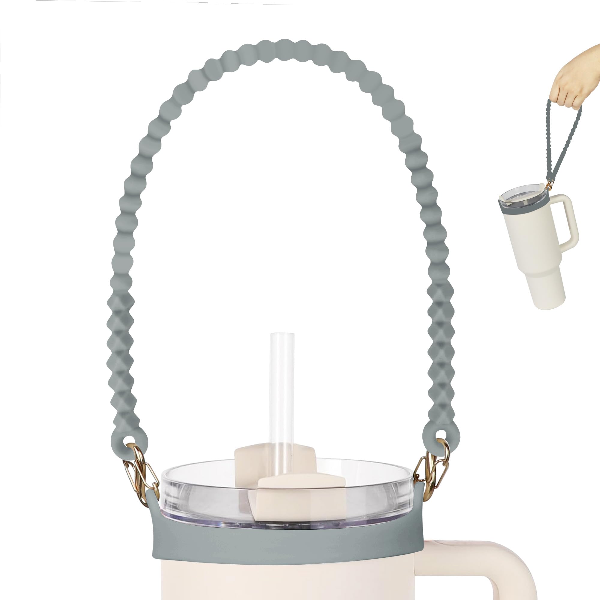 VIKIZUES Water Bottle Handle - Soft and Durable Silicone Water Bottle Holder, Sling, Lanyard, Carrier with Strap - Fits Most 8-40oz Water Bottles -