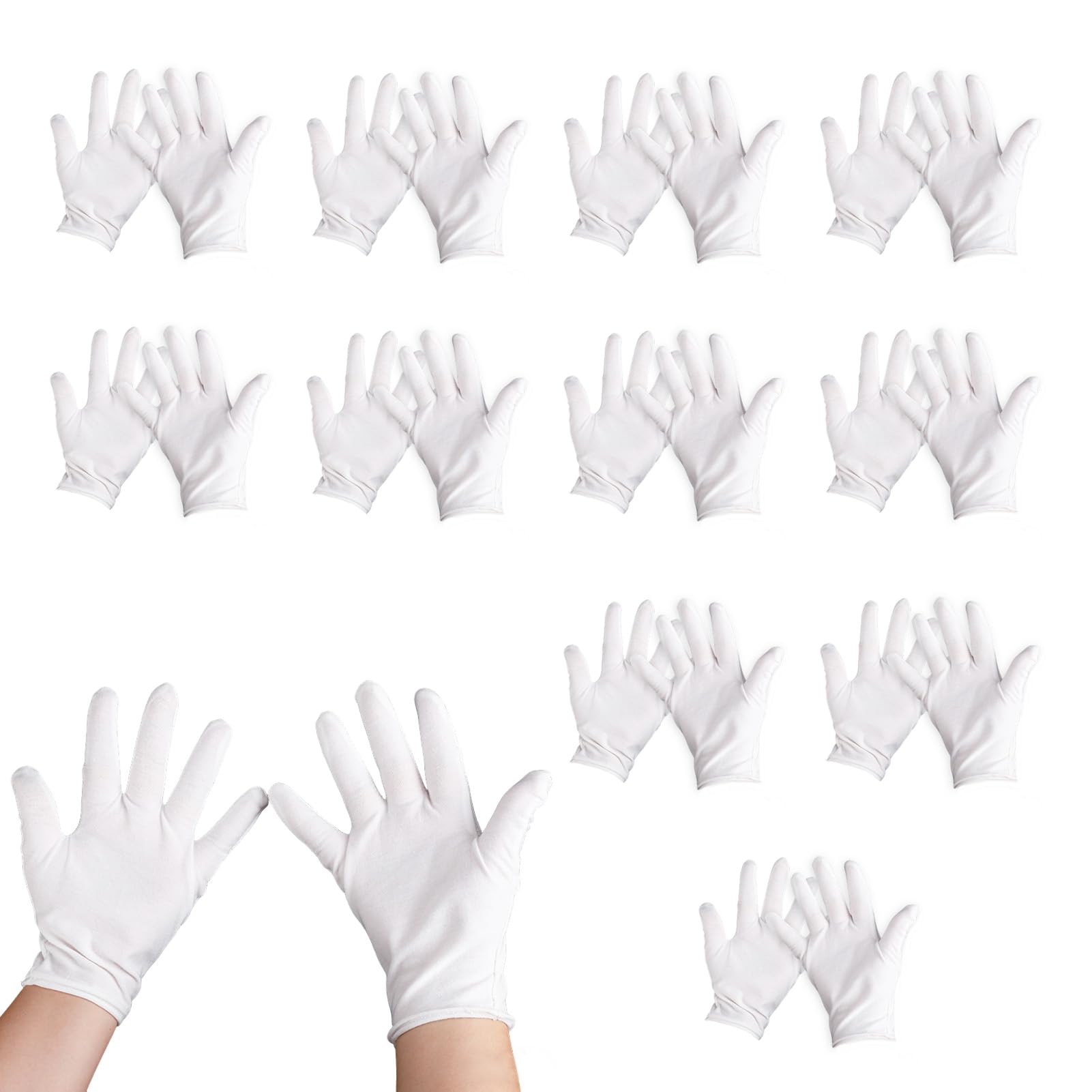 YCSHIPO 24 Pcs Soft Cotton White Gloves,12 Pairs Large Size Gloves for Moisturizing Hand Spa & Jewelry Inspection