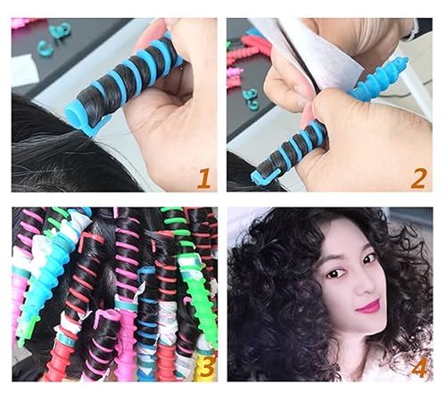 Miniatura 4 de 18 varillas de plástico en espiral para cabello, peluquería, peluquería, herramientas de salón para mujeres y niñas, colores aleatorios (7.3