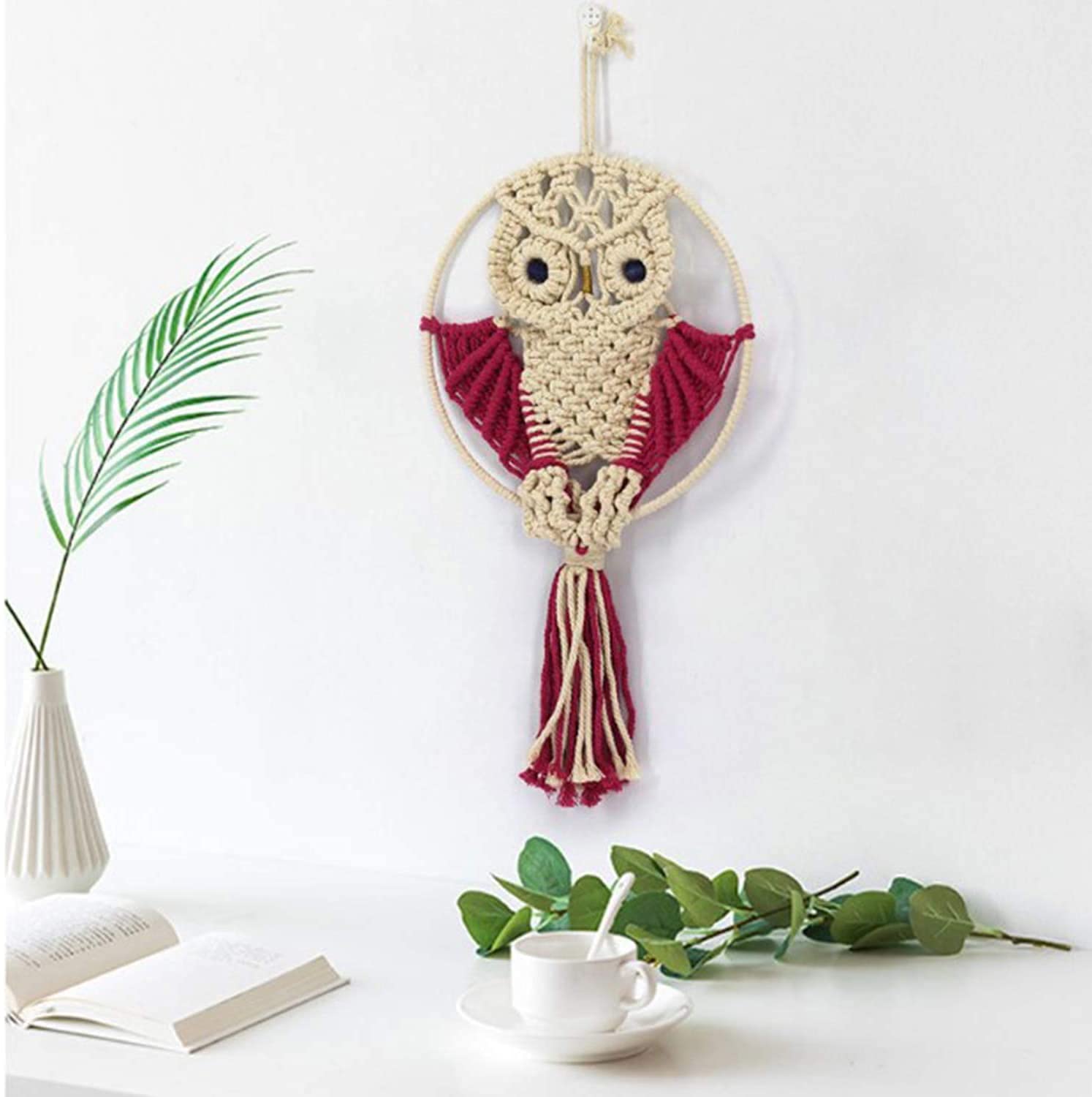 アイボリー 車用品・バイク用品 タペストリー フクロウ 壁掛け