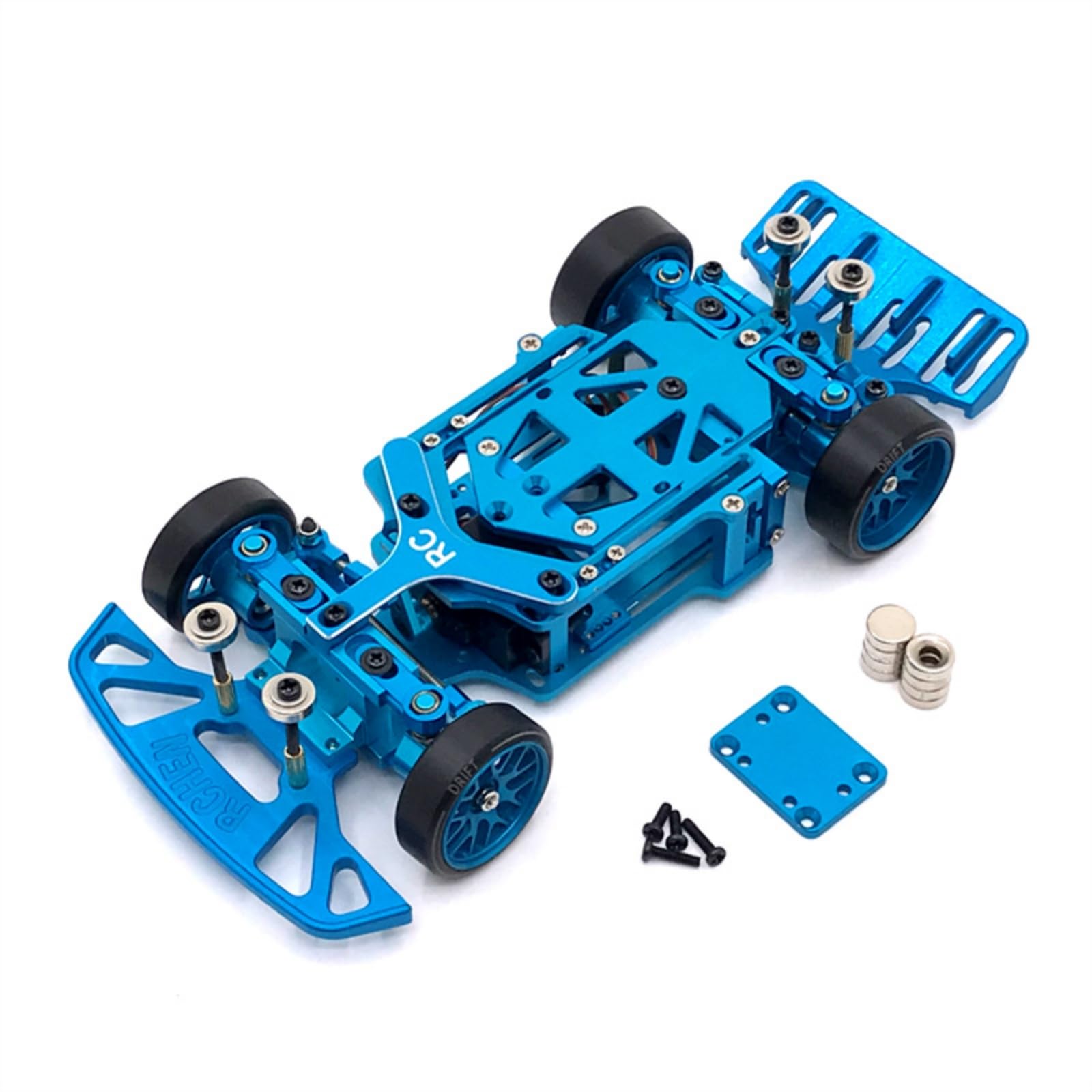 Miniature Vehicle Telaio in Alluminio per Veicolo Radiocomandato Chassis Regolabile con Passo Regolabile Differenziale Integrato Servo a Tre Fili, color to 2
