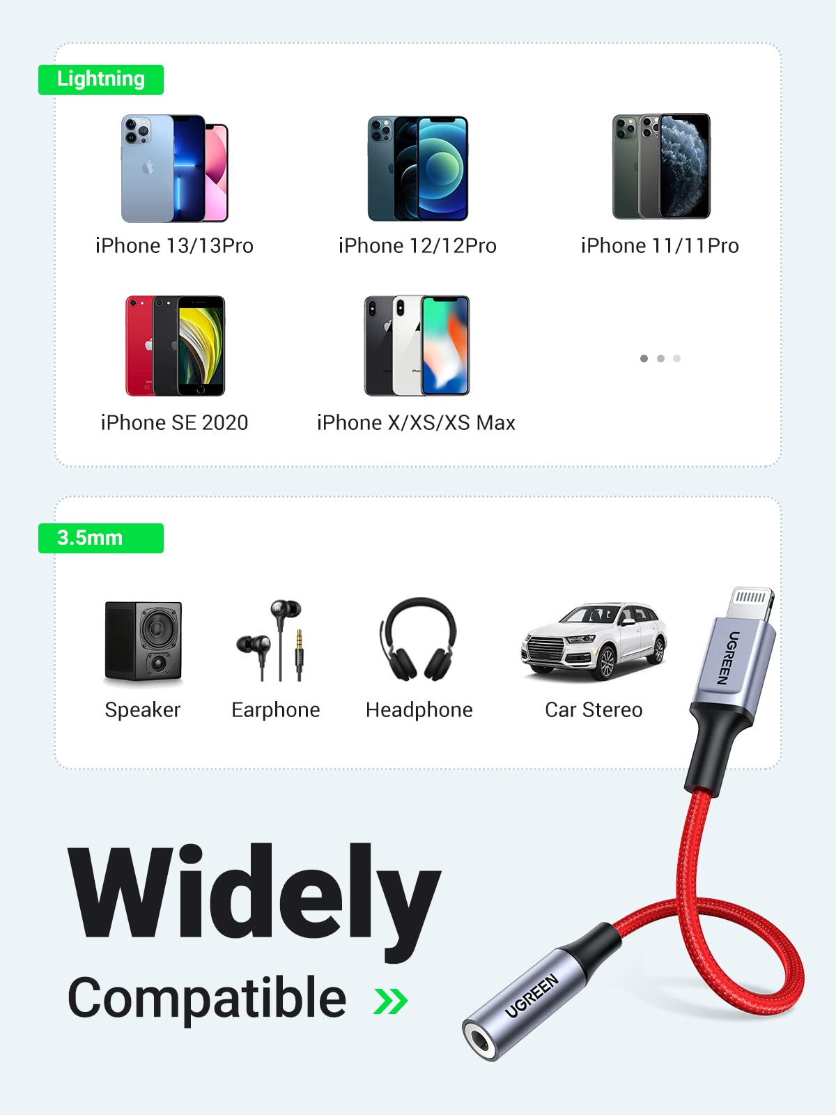Amazon Com Ugreen Adaptador De Auriculares Para Iphone Con Certificacion Mfi De Apple Iphone Lightning A Convertidor Jack De 0 138 In Compatible Con Iphone 13 13 Mini 13 Pro 13 Pro Max 12 12 Pro Max 11 Pro Max X Xr Xs 7 7p 8 8p
