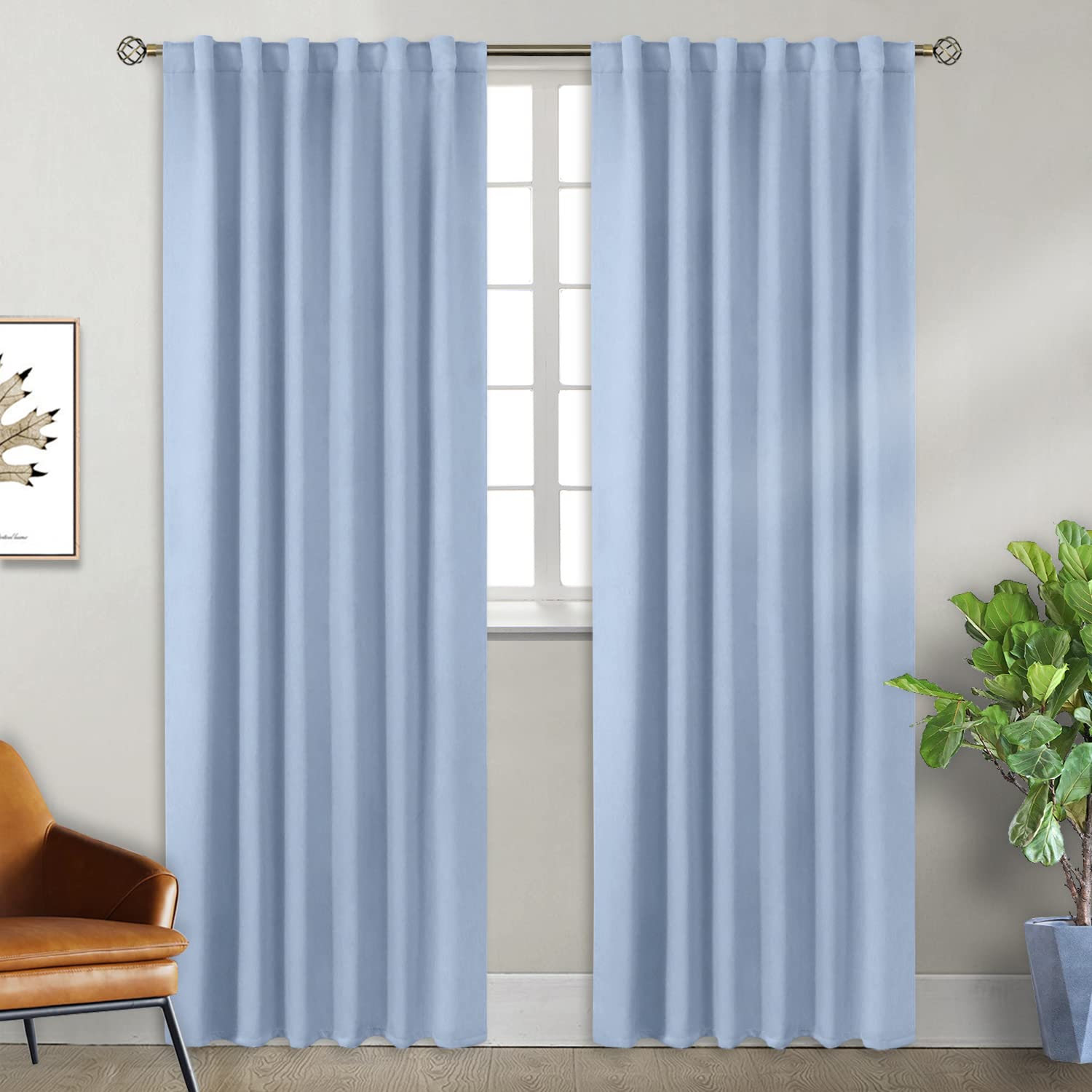 BGment Rod Pocket and Back Tab Curtains for Bedroom - Thermal Insulated Room Darkening Curtains for Living Room, 2 Window Curtain Panels (52 x 84 Inch