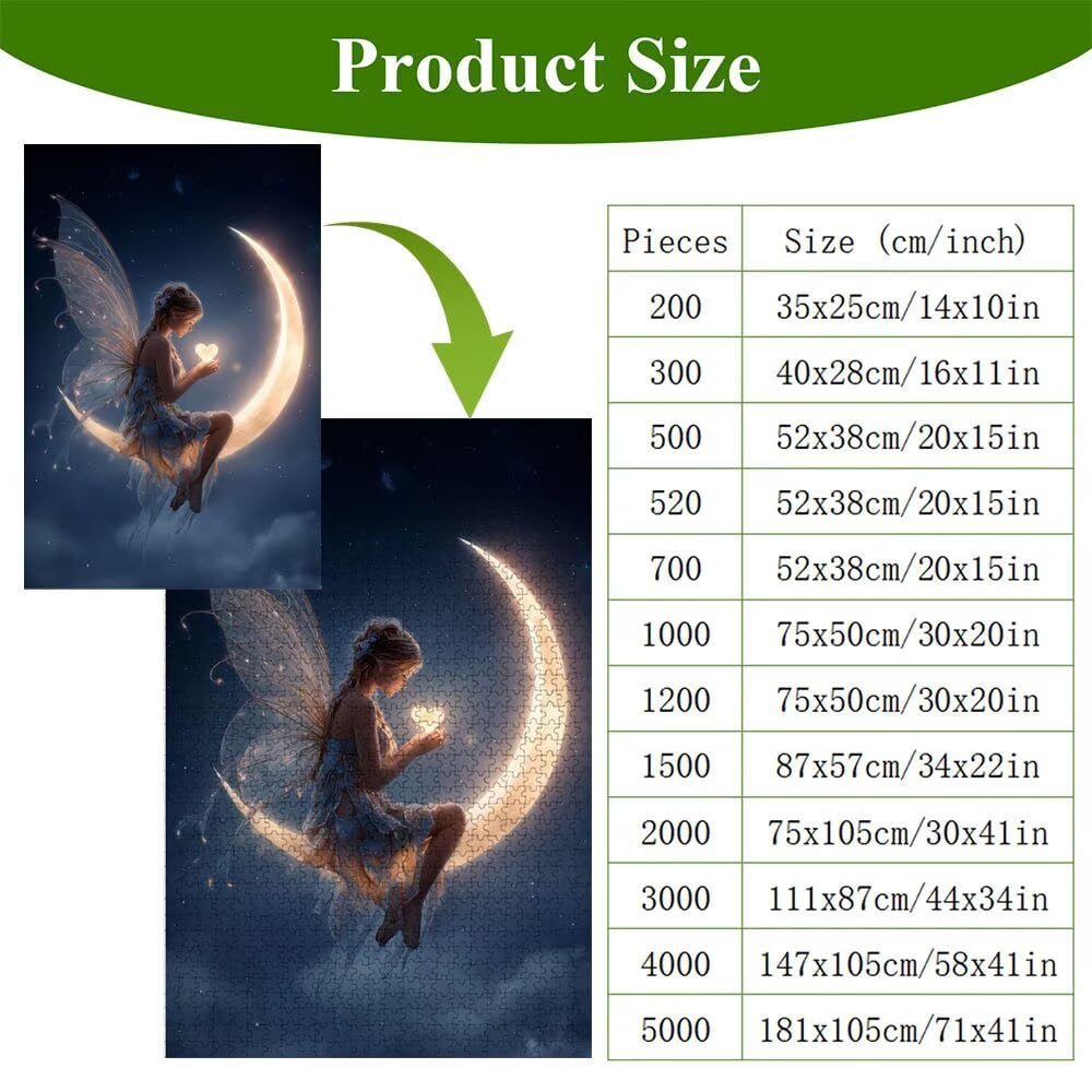 Puzzle 2000 elementów - Wróżka i Księżyc - Trwałe drewniane puzzle z literami na plecach - 70 x 100 cm - Kreatywne hobby bez kurzu - Artykuł kolekcjonerski i 14 lat w ponad P3#1353
