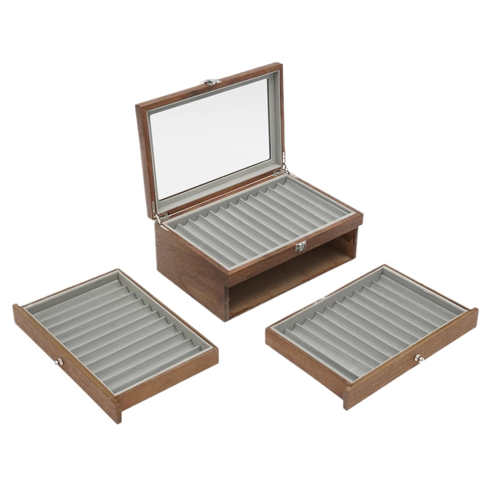 Espositore in legno a 3 livelli for 34 penne stilografiche, con scomparti, for cancelleria, espositore for Per Ufficio Casa