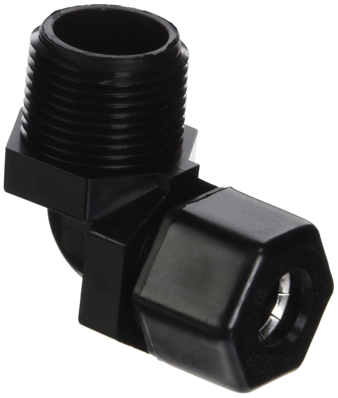 Parker Hannifin P8ME12 Fast & Tite Polypropylene Male Elbow Fitting, 90 Degree Angle, 1/2