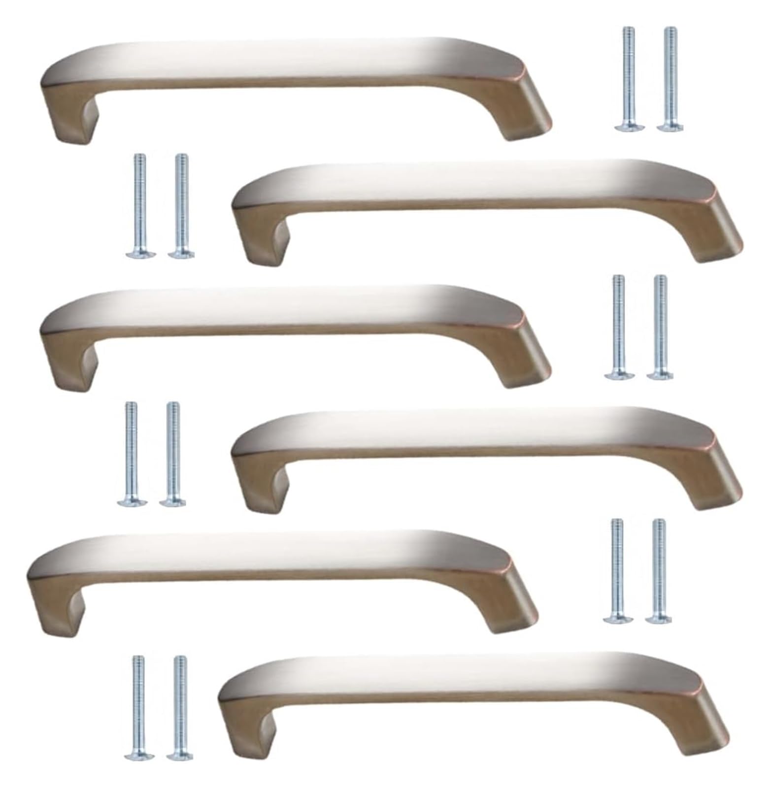NLQCSXWEP Zinc Alloy Cabinet Bow Handle, Zinc Alloy Cabinet Handles 6 Pack Multicolor 128mm 96mm(96mm Brushed)