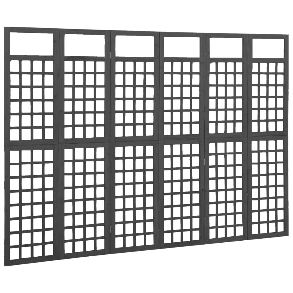vidaXL Cloison de séparation à 6 Panneaux Bois de pin Noir 242,5x180cm