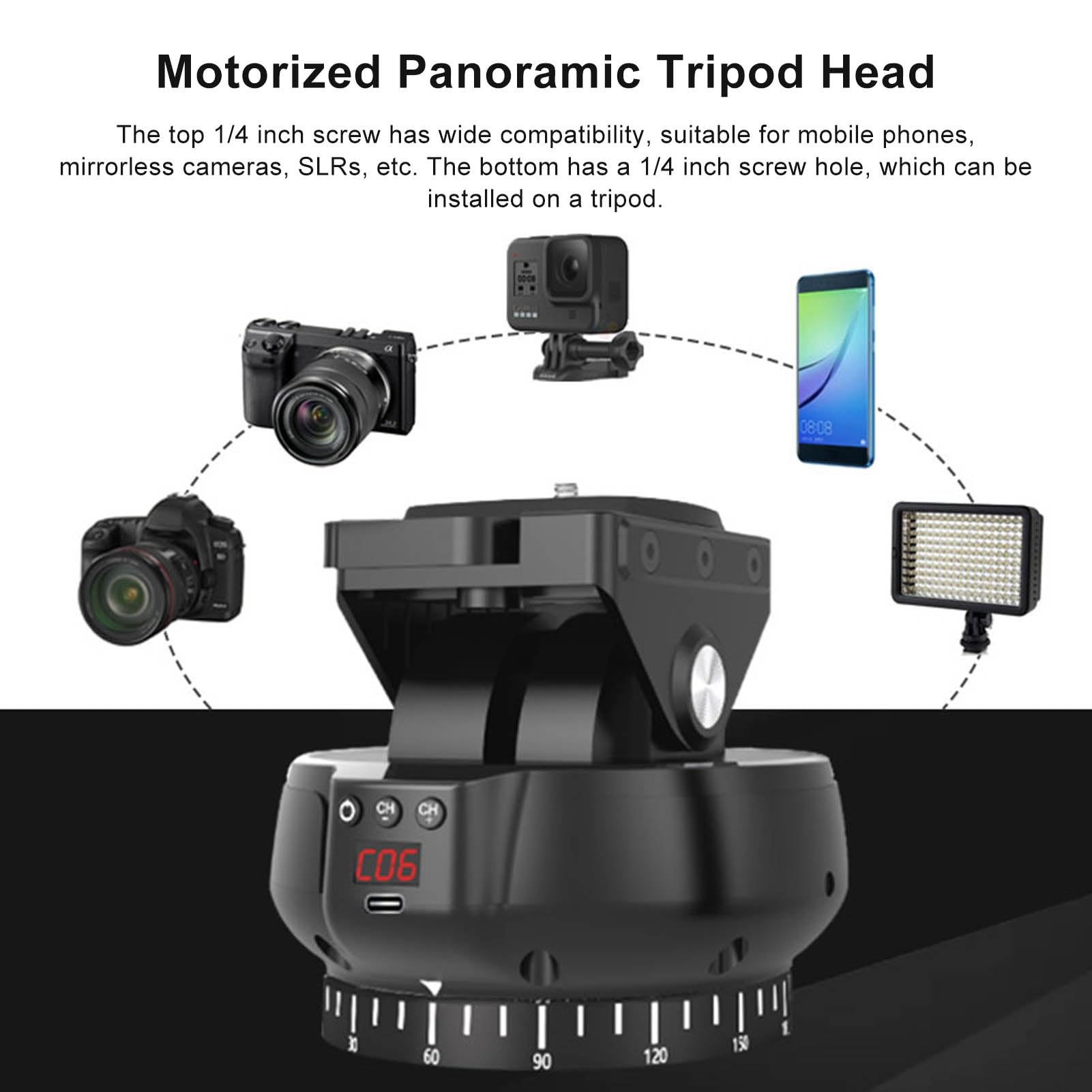 XUMIUZIY Testa Motorizzata Pan Tilt per Fotocamera e Telefono con